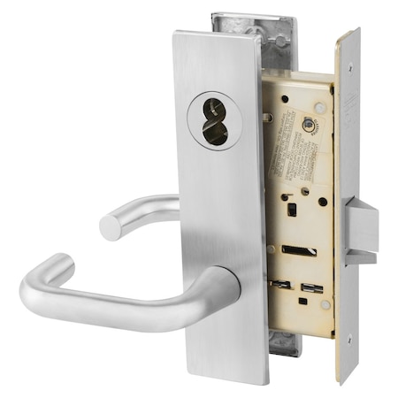 Sargent Storeroom or Closet Mortise Lock, LW1 Escutcheon, J Lever, SFIC Prep Less Core, Satin Chrome 70-8204 LW1J 26D